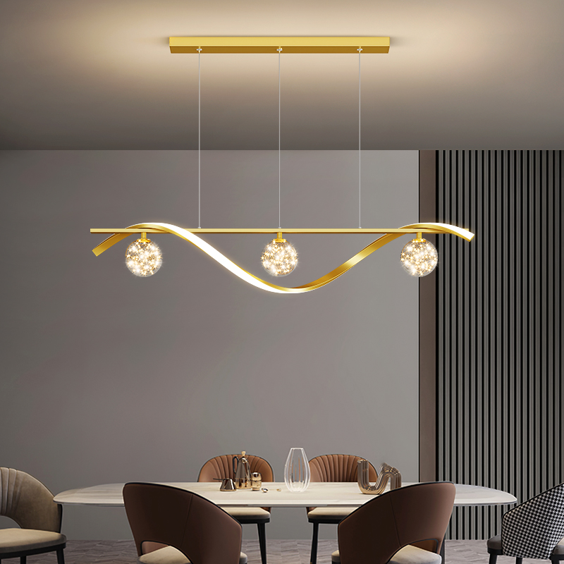 速发饭厅吊灯约简饭饭灯轻奢满天星长条餐桌厅厅吧台灯F440