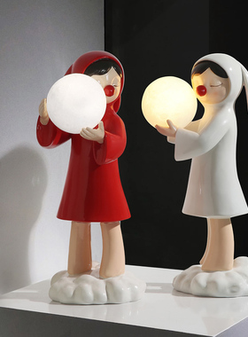 速发兔孩饰夜灯卧室床头柜摆件桌面送生生居礼物新婚乔迁家日小品