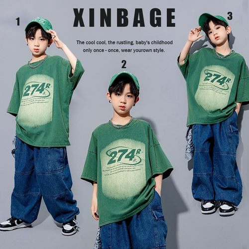 速发街舞儿童潮服男孩hip旧o舞水洗做hT恤嘻哈童少儿爵士p服装