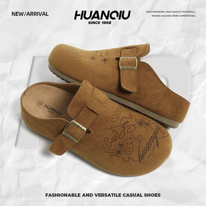 环球厚底勃肯鞋男鞋插画增高防滑包头博肯鞋懒人一脚蹬办公室拖鞋