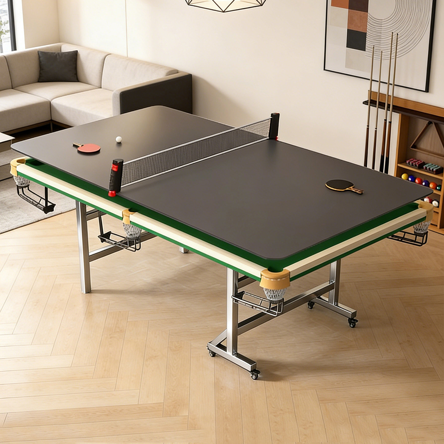 台球乒乓球二合一桌五分点家用练习大人标准型家庭折叠式室内小5.