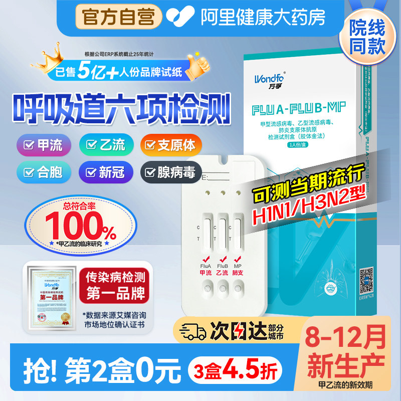 万孚甲流乙流肺炎支原体三合一试剂盒流感抗原检测试纸自测合胞,医疗器械,其他检测试纸,淘宝优惠券,粉丝福利购,淘宝优惠卷
