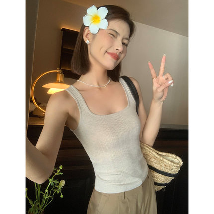1Xone 法式气质方领吊带背心女夏季款遮副乳修身显瘦坎肩无袖上衣