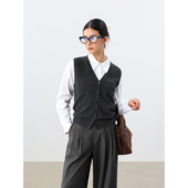 JESTOMS 马甲女叠穿坎肩背心 松弛V领针织开衫 26支1OO羊毛