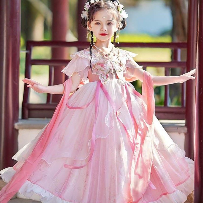 极速中秋节汉服女童嫦娥仙子演出服装儿J童仙气古风女装小公主唐