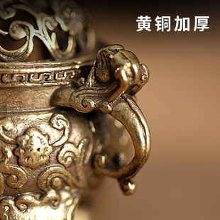 新品黄铜麒麟香薰炉小号家用室内迷你香炉塔座创意线Y香净化空气