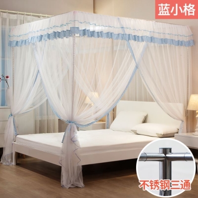 新品宫廷蚊帐三开门落地式夏天纹账1.5m1.O8m床2米双人家用文帐