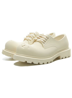 邓为同款GLITTER FOCUS原创小众圆头增高奶油白大头未来德比鞋