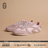 FOCUS复古薄底德训鞋 女春季 新款 GLITTER 麂皮粉色运动百搭休闲鞋