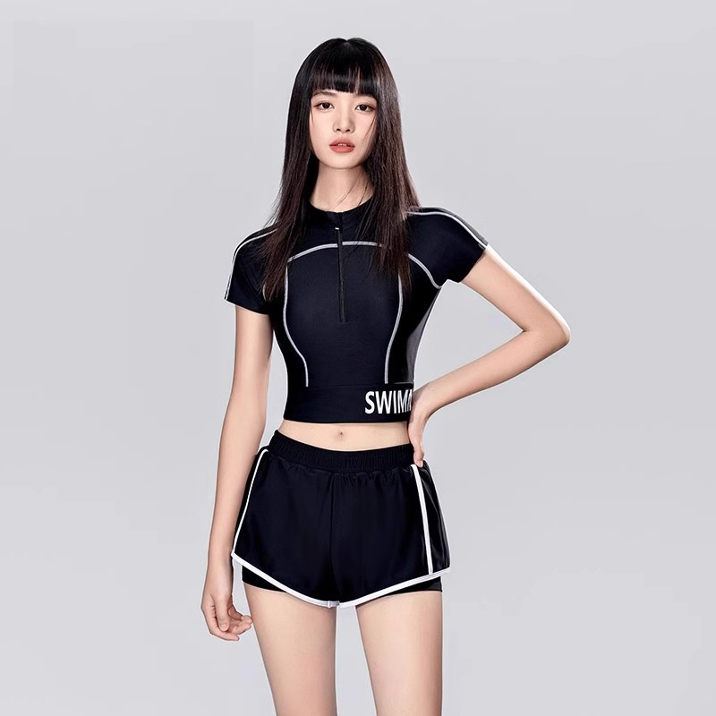 泳衣女款分体成人高级感2025新款游泳馆专用微胖女孩遮肉保守泳装