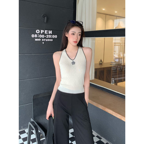 JIJINQI夏季时尚显瘦V领设计感撞色百搭上衣YE06SMLZ089