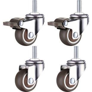 3寸M6M8M10MM12带煞车转向脚轮家俱小 极速静音丝杆万向轮1 1.5