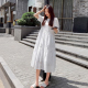 潮夏天个性 白色蕾丝仙女M时尚 洋气裙 长款 极速孕妇连衣裙2025夏装