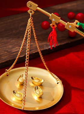 新品乔迁新居礼品称心如意金元宝铜秤客厅酒柜电视V柜摆件装饰家