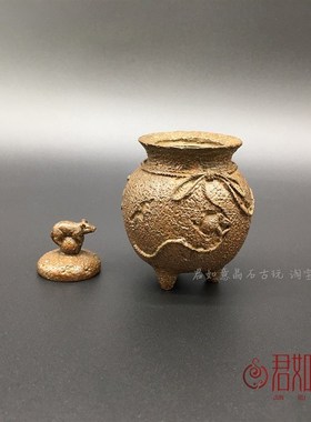 新品实心三足铜罐子摆件铜老鼠铜鼠罐浮雕M生肖小鼠茶宠小铜罐子