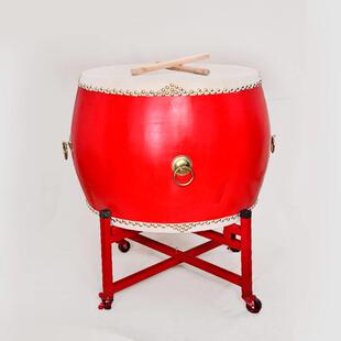 极速16寸战鼓牛皮大鼓中国红w演出鼓18寸堂鼓龙鼓战鼓寺庙鼓威风