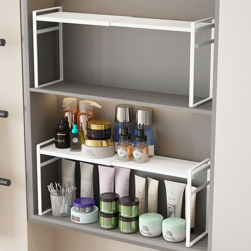 极速化妆室镜柜收纳盒分层置物架化妆品架L子护肤品整理柜内窄浴