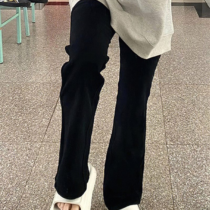 新品大码黑色微喇牛仔裤女秋冬新款胖F妹妹mm高腰弹力显瘦梨形身图片