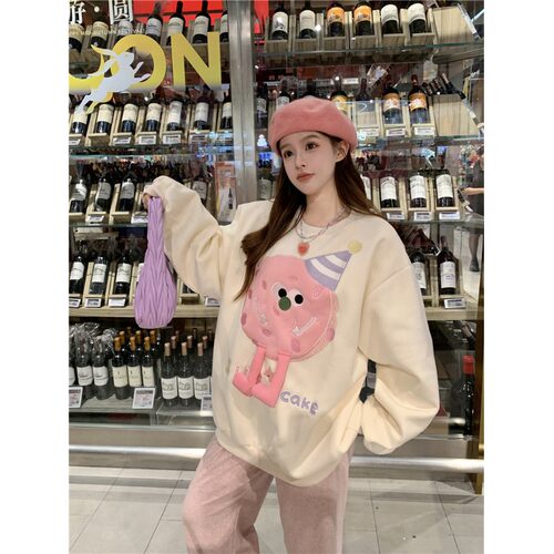 新品大码胖mm2024春季新款宽松圆领卫衣L爆款休闲慵懒风外套女长