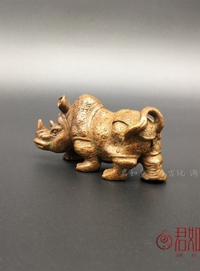 新品实心铜小犀牛摆件复古包x浆铜犀牛小把件铜器小铜件茶宠礼物