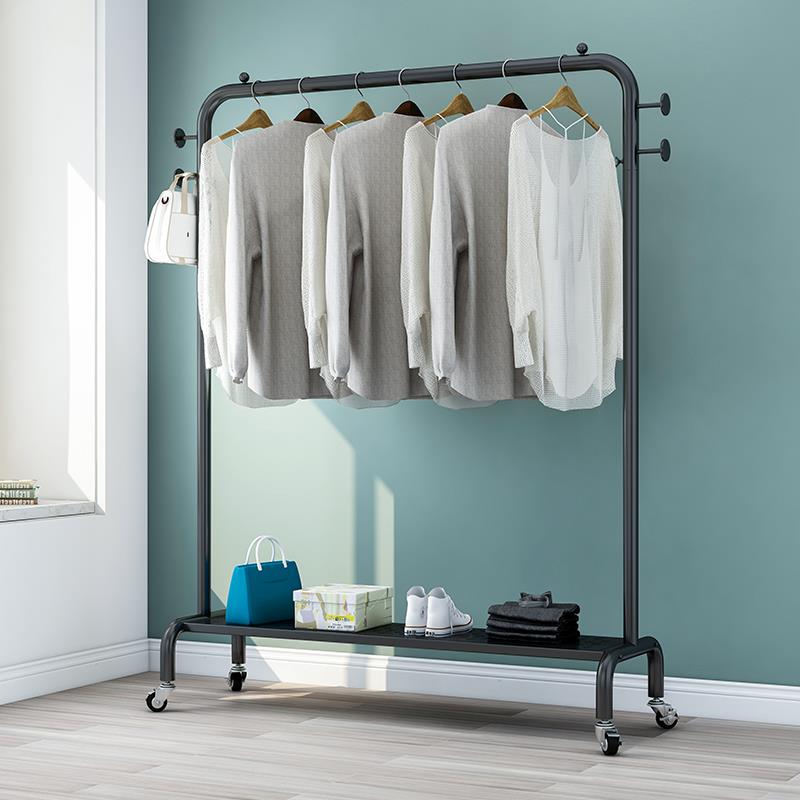 北欧室内挂衣架落地衣帽架简易衣服架客厅衣服整理收纳架移动带轮