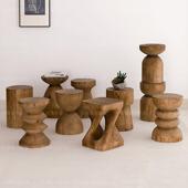 木墩实木木头凳原木边几圆形家用床头柜创意茶几民宿树桩矮凳根雕