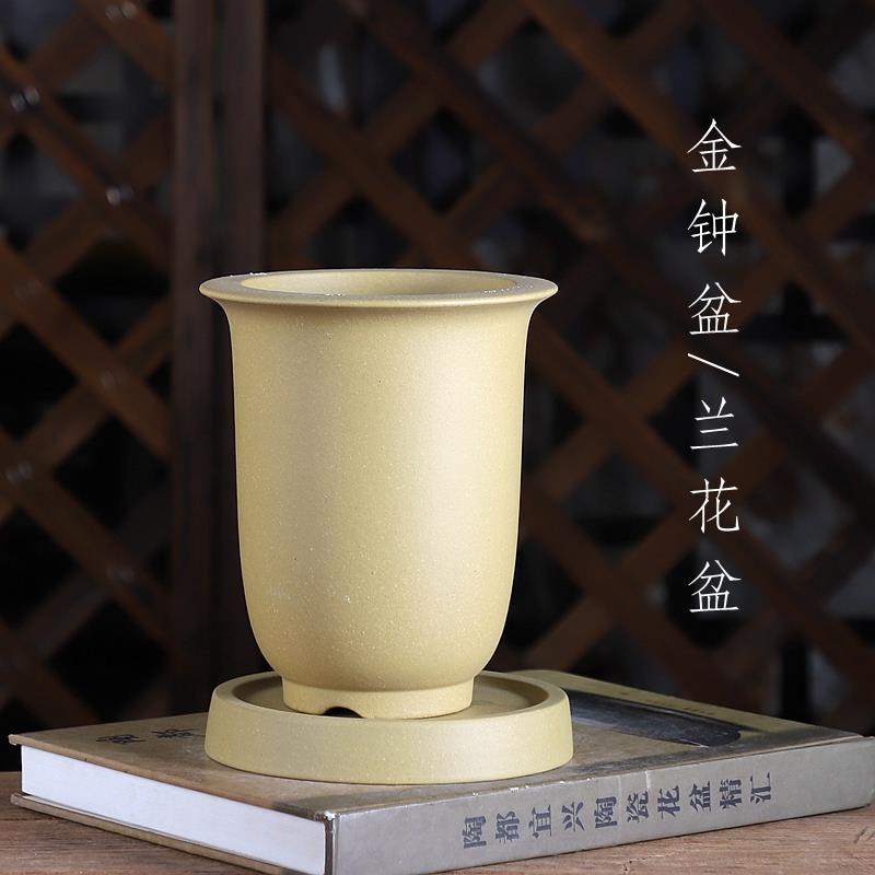 自在屋精选紫砂花盆反口高金钟圆口兰花盆春兰蕙兰寒兰盆景绿植