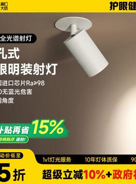 吸顶钻孔式明装射灯LED天花灯cob轨道灯可调角度床头象鼻灯无主灯