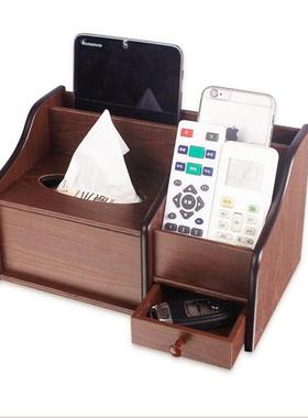 办公桌笔筒摆件纸巾盒木质简约床头柜家用客厅茶几精致装饰收纳盒