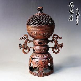 纯铜香炉家用室内檀香炉 禅意香薰炉创意摆件熏香炉大号铜工艺品