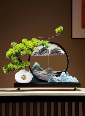 迎客松流沙画中式禅意摆件办公室柜客厅装饰创意沙漏开业乔迁礼品