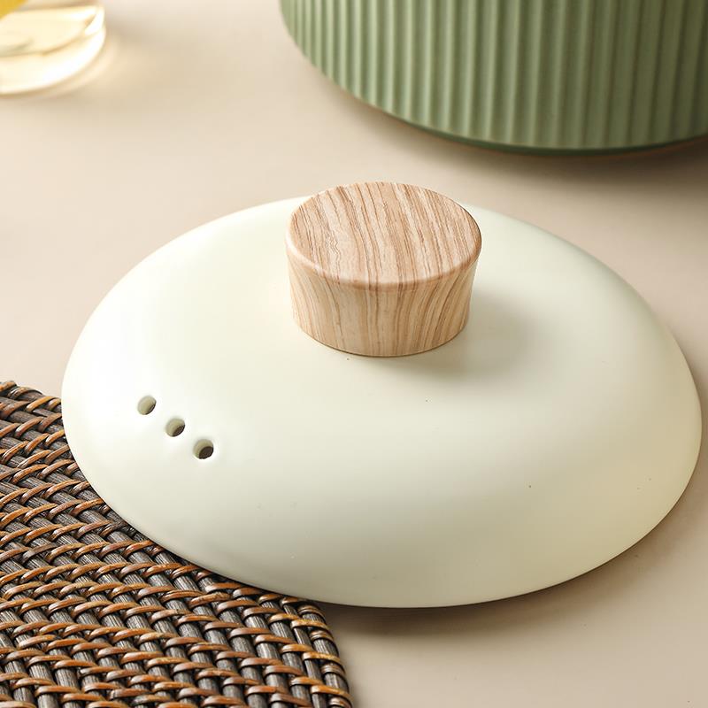 砂锅盖子陶瓷锅盖防溢防烫木橼提手圆形沙锅盖炖锅盖加厚煲汤锅盖