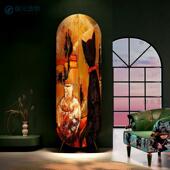 法式 玄关实木弧形半圆柜走廊客厅收纳储物茶水柜子卧室装 饰挂衣柜