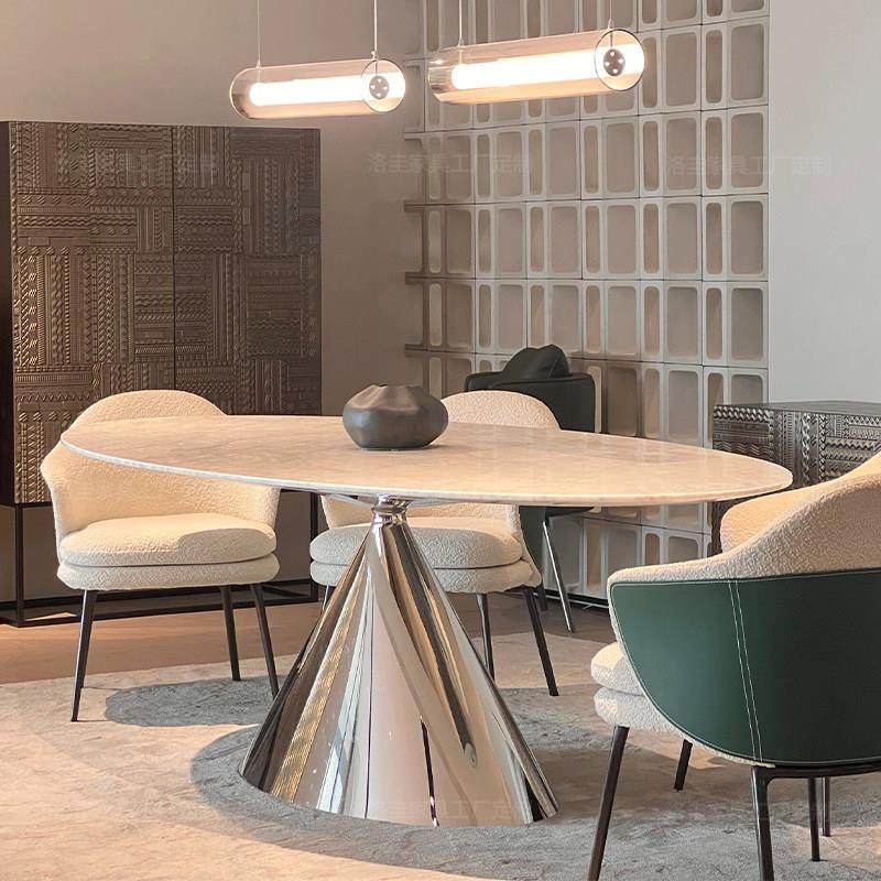 意式极简飞碟天然大理石餐桌进口奢石椭圆形高端别墅客厅奢石饭桌,住宅家具,大理石餐桌,淘宝优惠券,粉丝福利购,淘宝优惠卷