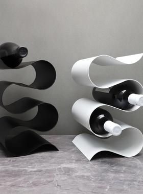 现代简约s形酒架金属饰品电视柜酒柜客厅餐厅装饰桌面创意展示