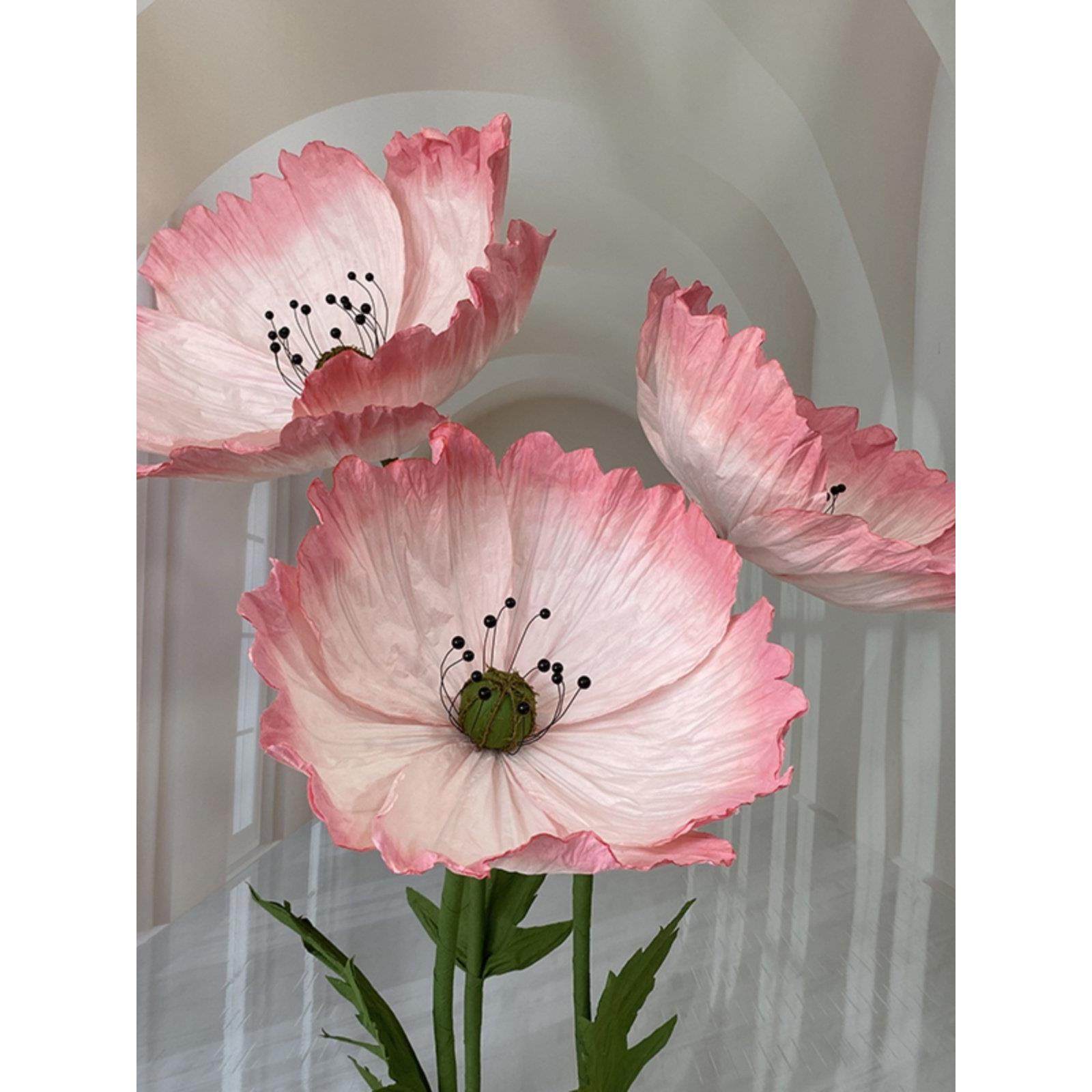 婚庆虞美人纸艺花手工皱纹纸彷真花婚礼舞台装饰花拍照打卡大花