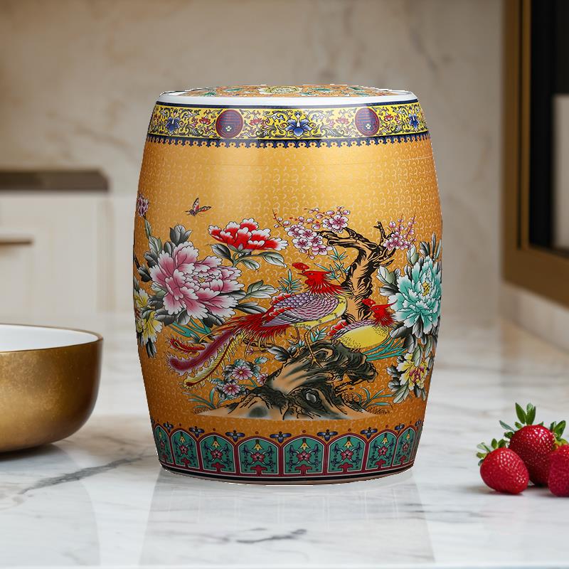 景德镇米缸陶瓷带盖米桶20斤50斤装防虫防潮家用密封桶装米箱面粉