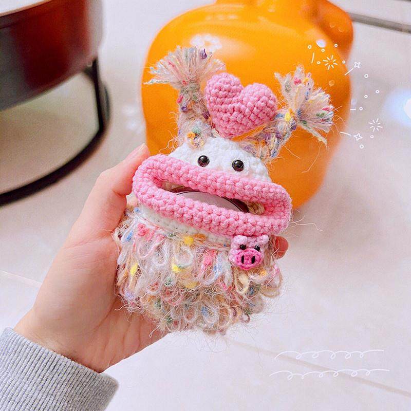 可爱丑萌钥匙套汽车钥匙壳包环扣创意可爱毛线钩织通钥匙挂件网红