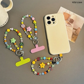 多巴胺彩色珠串手机链手机挂绳手腕式 防丢挂链少女心手机壳挂件