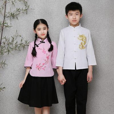 五四青年b装中山装幼儿园大合唱朗诵运动会表演服儿童民国风学生