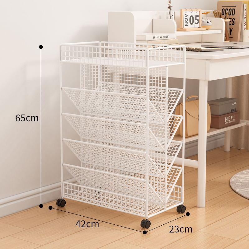 多层书本收纳移动书架置物架课桌落地教室书柜简易桌边带轮储物架