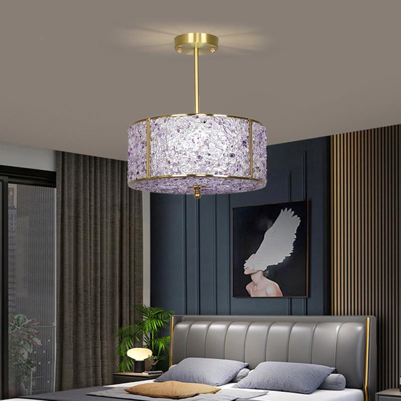 17寸蜻蜓全铜客厅灯卧室书房灯酒店客房展厅灯轻奢天然水晶吊灯