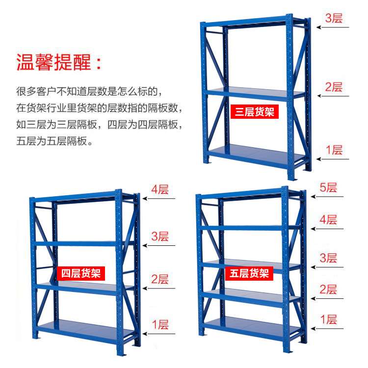 仓库货架置物架多层储物架陈列架仓储重型货架 家用库房铁架子