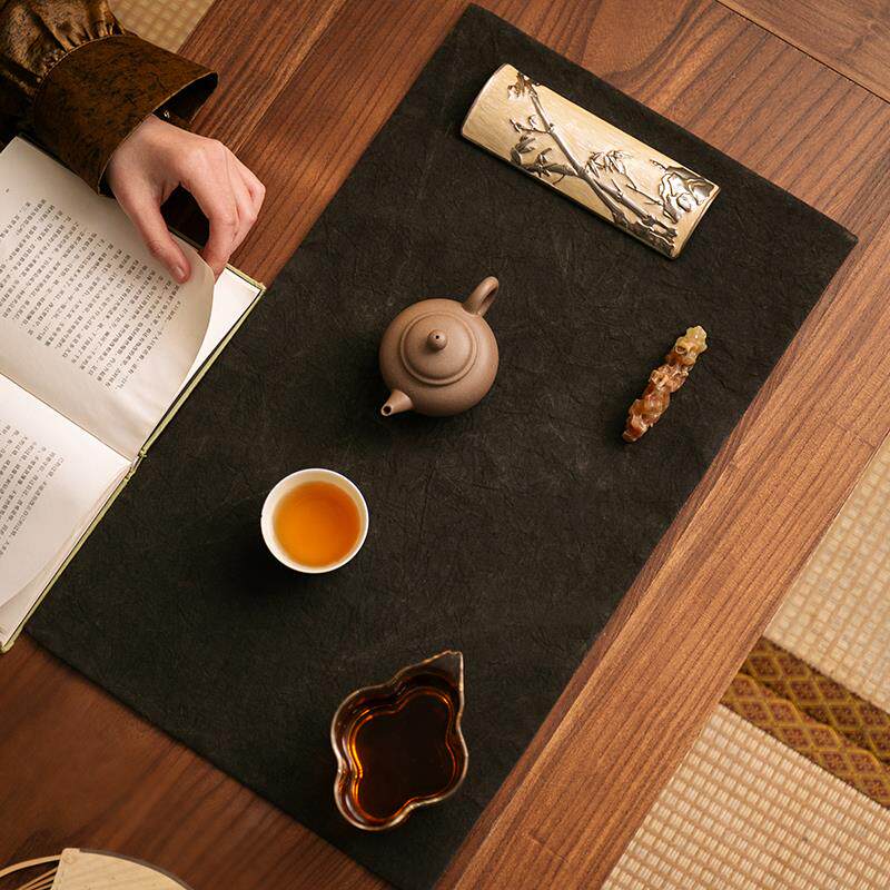 现货复古风手工柿染茶垫隔热桌布桌E垫吸水干泡茶席茶道零配新中
