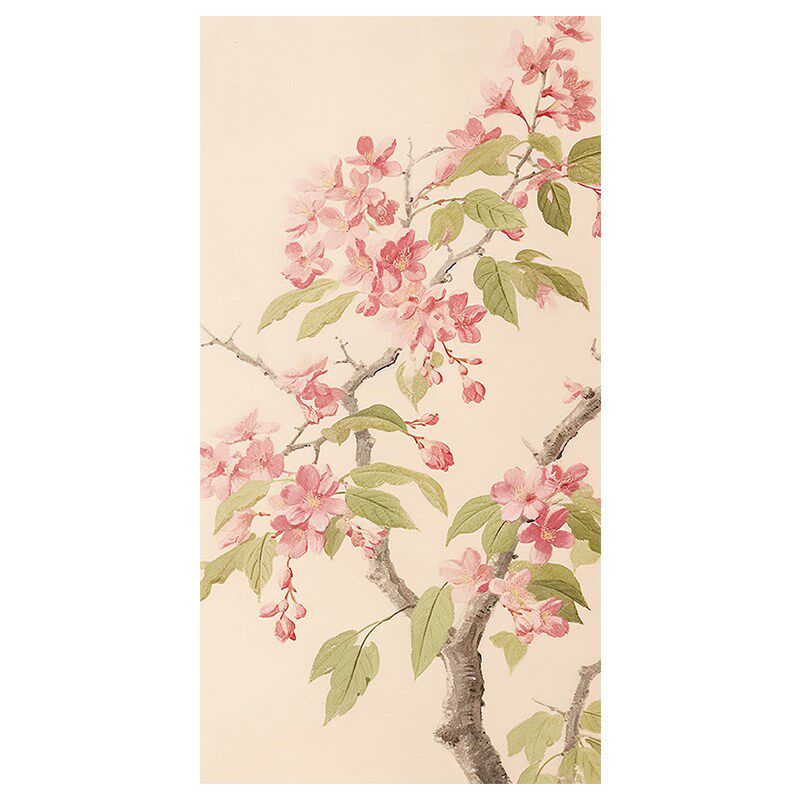 速发YB 纯手绘油画《桃花灼灼》现代走廊过道挂画餐厅装饰画简约