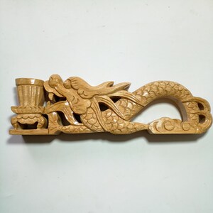 速发道家法器道士用品 香樟木龙形手炉 道士香炉 托盘幡手炉 手工