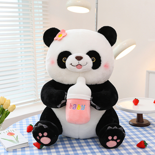 速发花花熊猫玩偶抱枕生睡觉童绒毛儿玩具孩大号布娃娃男