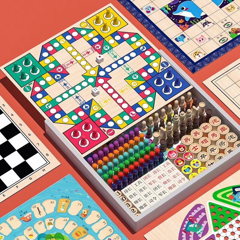 速发飞行棋儿智益童玩棋桌游五子棋和跳棋多功能具盘多合一蛇棋类
