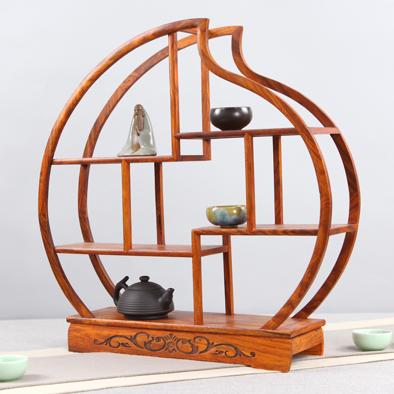 速发红木木紫砂茶壶茶具架花梨质小博古摆实木花梨木架子茶壶架件