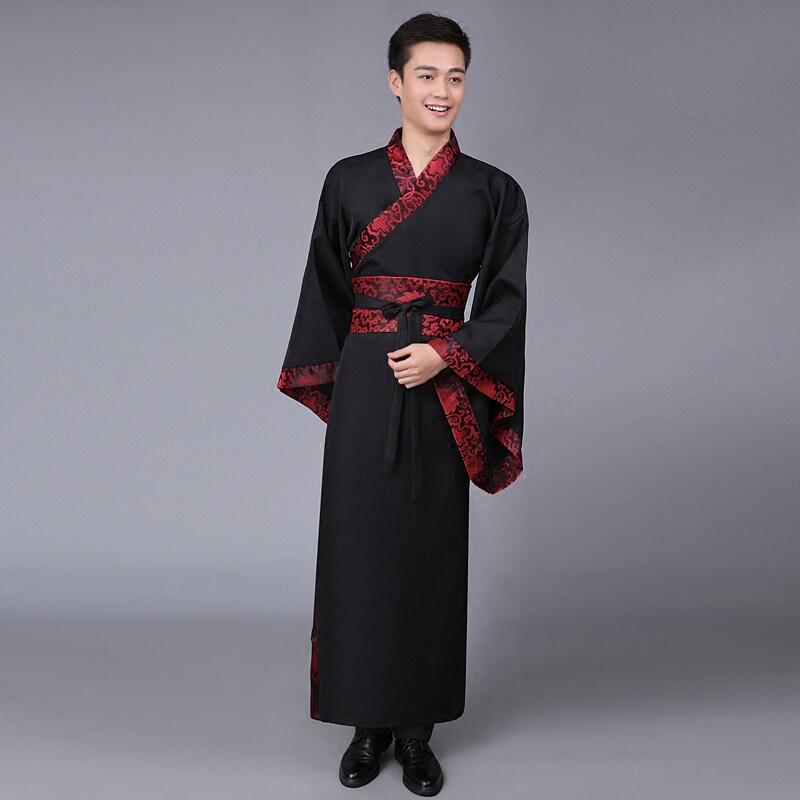 速发华服唐装古裾古代服装汉服男男士曲装书生直男士黑色汉服 裾